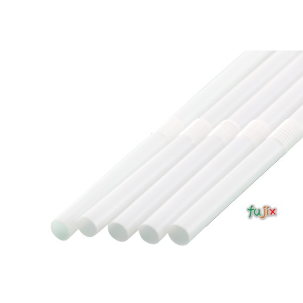 輸入　ジュース用 フレックスストロー 6mm×21cm 包装なし 白色 10000本（500本×20小箱）／ケース わらおstraw 913