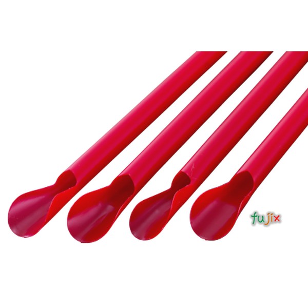 輸入　カキ氷用 スプーンストロー 6mm×21cm 包装なし 赤色 10000本（500本×20小箱）／ケース わらおstraw 916