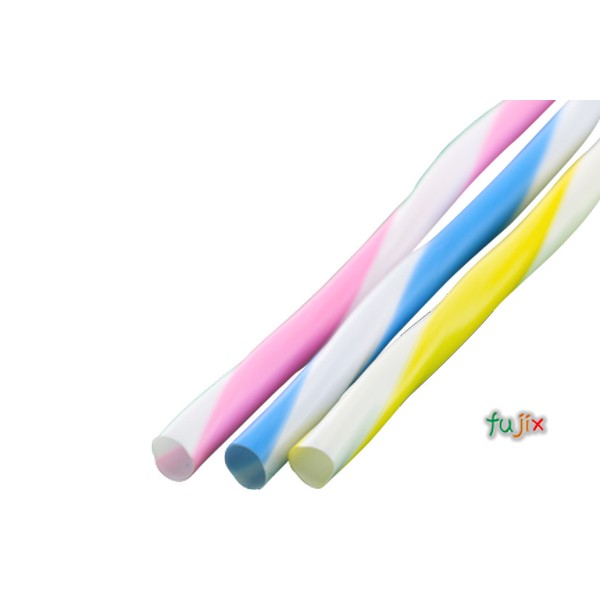輸入　ジュース用 キュアストロー 6mm×21cm 包装なし 3色アソート 10000本（500本×20小箱）／ケース 919