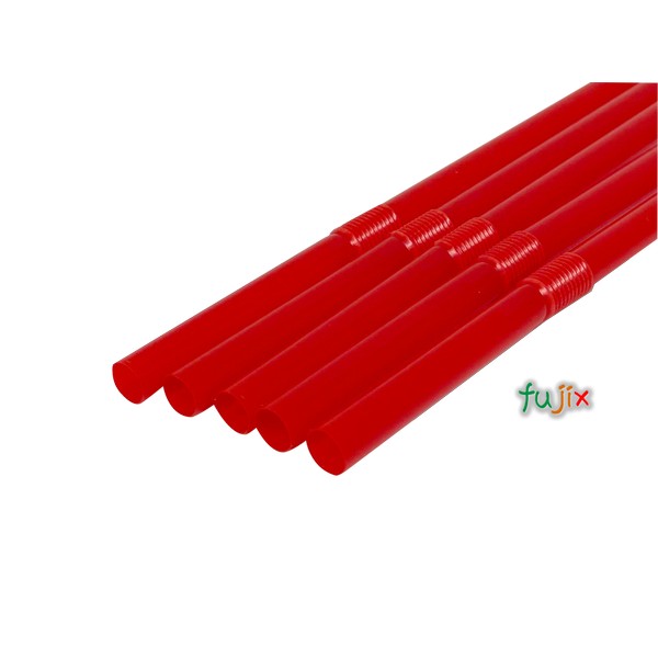 ジュース用 フレックスストロー 6mm×21cm 包装なし 赤色 10000本（500本×20小箱）／ケース わらおstrawバイオマス25 B482