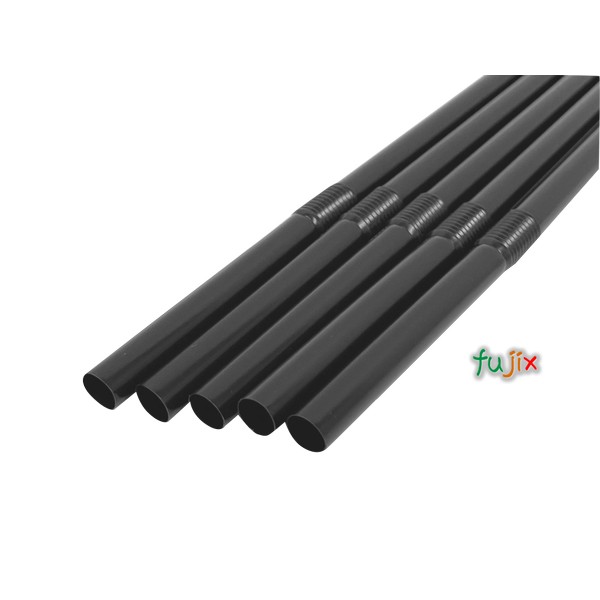 ジュース用 フレックスストロー 6mm×21cm 包装なし 黒色 10000本（500本×20小箱）／ケース わらおstrawバイオマス25 B486