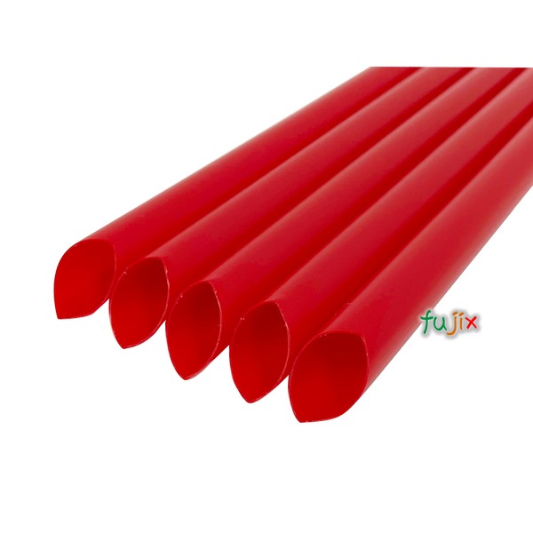 タピオカ蓋突刺し用 片先斜めストロー 12mm×21cm 包装なし 赤色 2600本（130本×20小箱）／ケース わらおstrawバイオマス25 B726