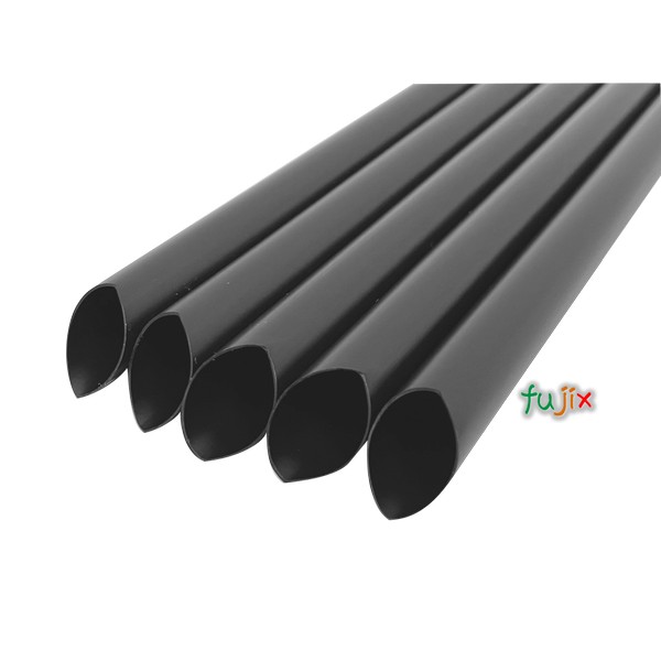 タピオカ蓋突刺し用 片先斜めストロー 12mm×21cm 包装なし 黒色 2600本（130本×20小箱）／ケース わらおstrawバイオマス25 B727