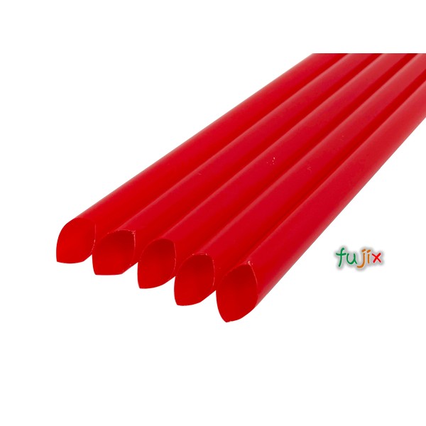 タピオカ蓋突刺し用 片先斜めストロー 10mm×21cm 包装なし 赤色 4000本（200本×20小箱）／ケース わらおstrawバイオマス25 B778