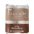 クレシアEF  トイレットロール　52.5m ダブル　パルプ＋紙パック　リサイクルパルプ 52.5mダブル　8ロール×8パック／ケース　20841