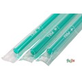ジュース用 ストレートストロー 6mm×21cm フィルム包装 緑色 10000本（500本×20小箱）／ケース わらおstraw 430