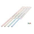 ジュース用 フレックスストロー 6mm×21cm 紙包装 ストライプ白地 10000本（500本×20小箱）／ケース わらおstraw 461