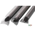 タピオカ蓋突刺し用 片先斜めストロー 12mm×25cm フィルム包装 黒色 1560本（130本×12小箱）／ケース わらおstraw 730