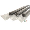 タピオカ用 ストレートストロー 12mm×21cm フィルム包装 黒色 3000本（150本×20小箱）／ケース わらおstraw 763