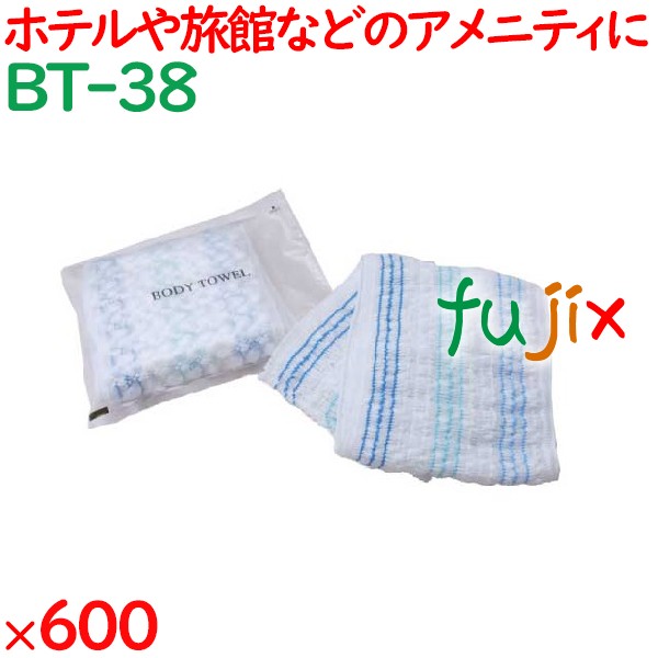 ボディタオル やわらかめ 柄付ボディタオル　3色柄 600個（25個×24袋）／ケース BT-38