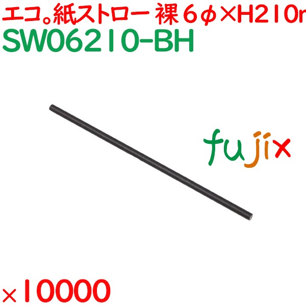 紙ストロー（裸）　黒 10000本（250本×40袋）／ケース SW06210-BH