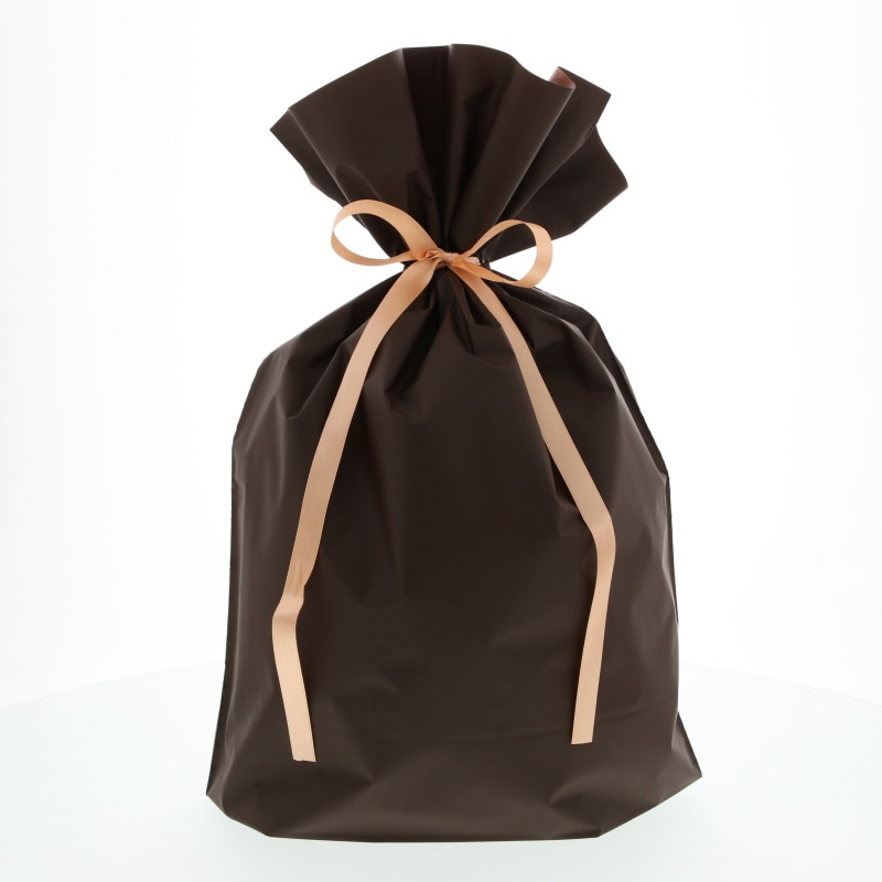 梨地巾着袋 L ブラウン