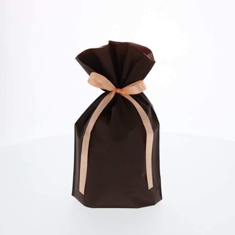 梨地巾着袋 S ブラウン