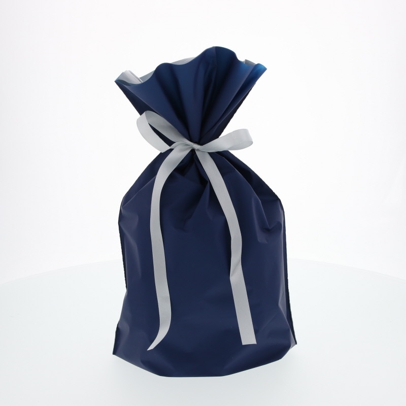 梨地巾着袋 M ネイビー