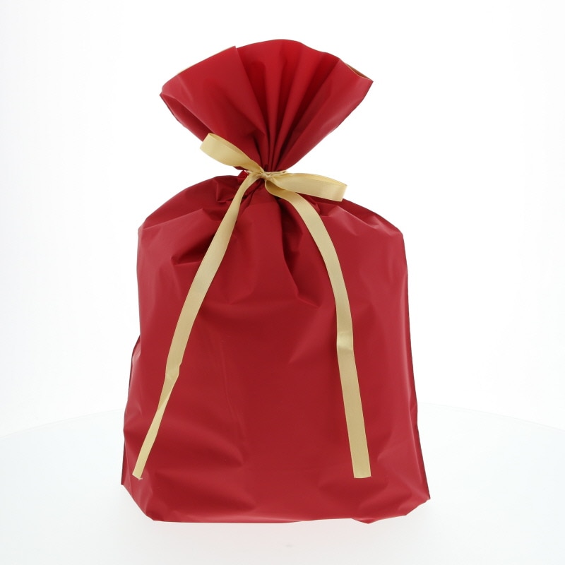 梨地巾着袋 L レッド