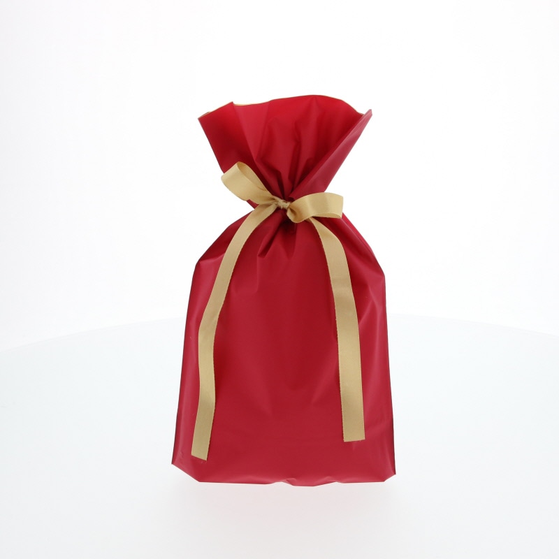 梨地巾着袋 S レッド