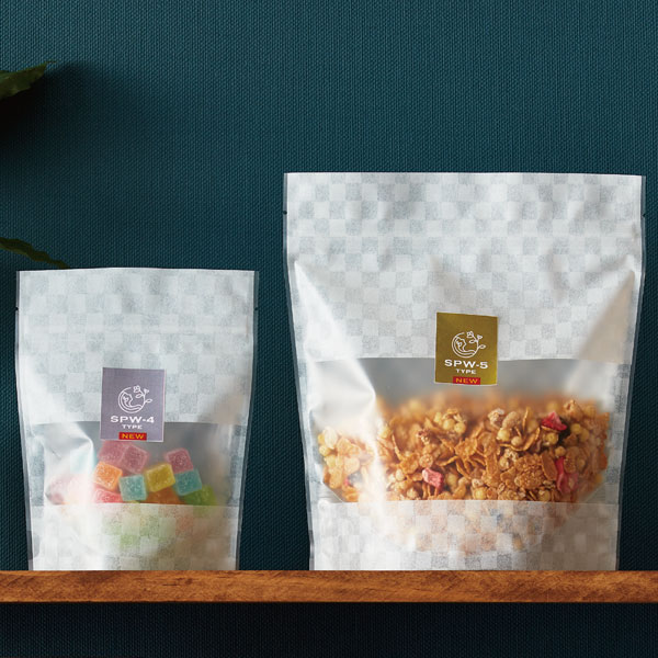 チャック付スタンドパック SPWタイプ(市松模様白）