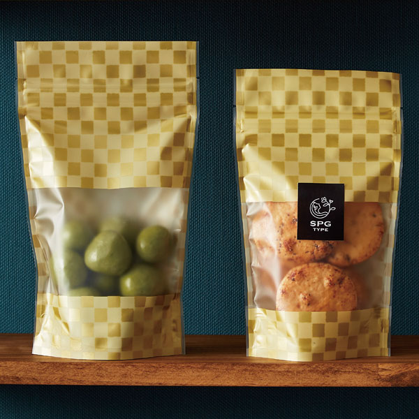 チャック付スタンドパック SPGタイプ(市松模様金）