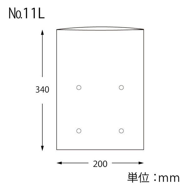 ボードンパック 4穴あり 0.02 No.11L SWAN 寸法図