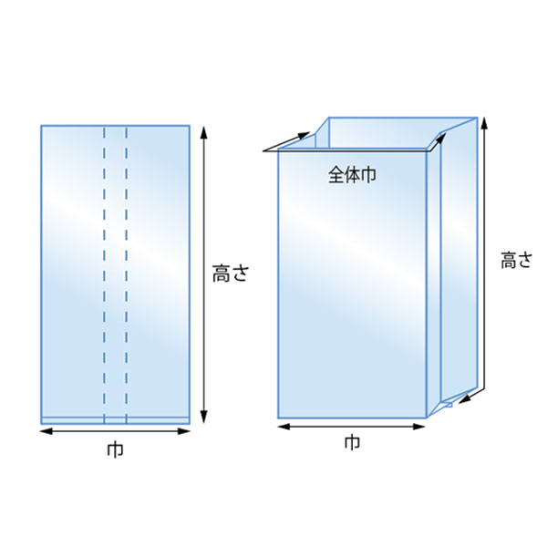 PP食パン袋 サイドガゼットタイプ 寸法図