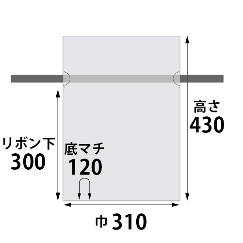 梨地巾着袋 L 寸法図