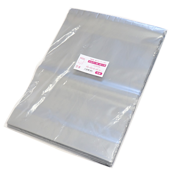 宅配袋 シルバー 34-42+10（底マチ・テープ付）50枚 袋の王国 本店