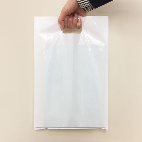 袋探（ふくろたん）】持ち手穴付袋 サンクスバッグ底マチなし ホワイト