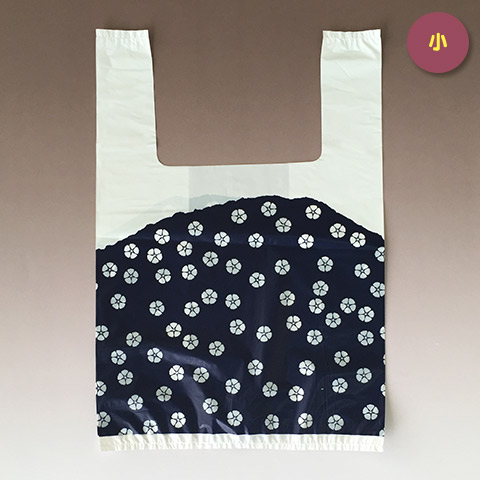 袋探（ふくろたん）】手提げレジ袋 和風柄 群青（1,000枚入）