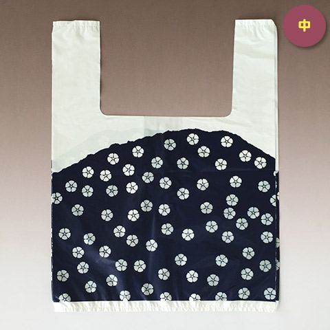 袋探（ふくろたん）】手提げレジ袋 和風柄 群青（1,000枚入）