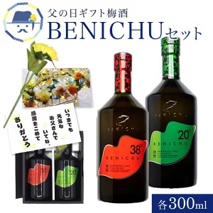 父の日ギフト 2026 送料無料 梅酒 BENICHUセット各300ml　バラ フラワー 紅映梅 詰め合わせ お取り寄せ 内祝 引出物 弔事 法要 香典返し お返し おしゃれ かわいい