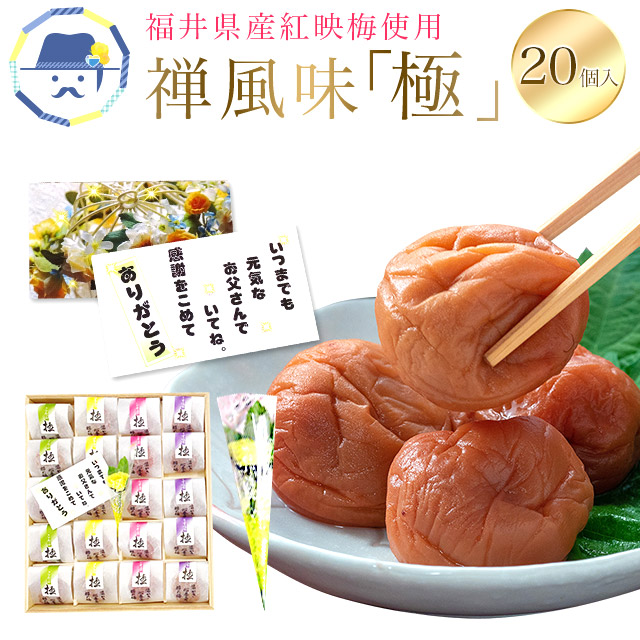 父の日ギフト2026 送料無料 父の日限定商品 梅干し禅風味「極」福梅ぼし 父の日ギフト しそ漬 うす塩 はちみつ こんぶ大粒 ギフト 贈り物 プレゼント メッセージ フラワー バラ 福井県産紅映梅