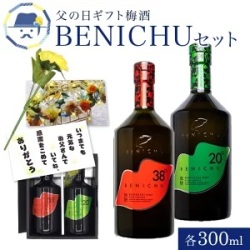 父の日ギフト 2026 送料無料 梅酒 BENICHUセット各300ml　バラ フラワー 紅映梅 詰め合わせ お取り寄せ 内祝 引出物 弔事 法要 香典返し お返し おしゃれ かわいい