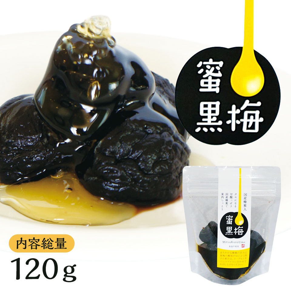 蜂蜜入り熟成黒梅120g（スタンドパック） 無塩 福井県産 紅映梅 塩分0％ 黒梅　お取り寄せ