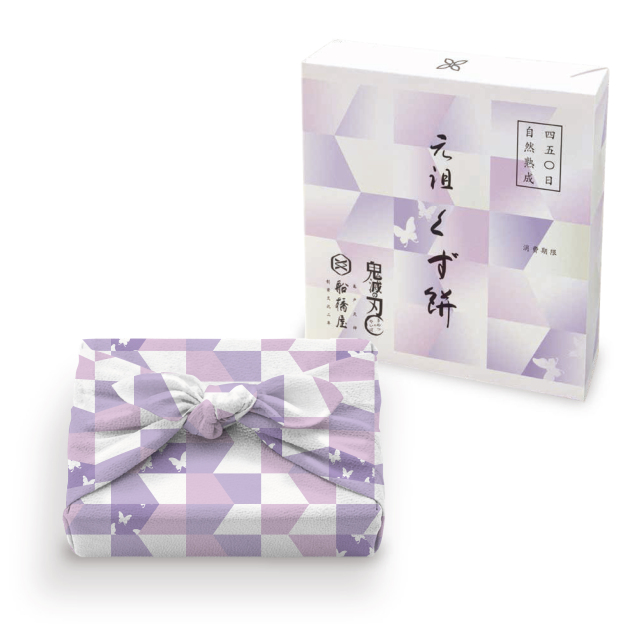 「鬼滅の刃」船橋屋 胡蝶しのぶパッケージ/元祖くず餅小箱(24切/1.5名様用) 【風呂敷付】【消費期限は製造から2日間/遠方は当日期限】