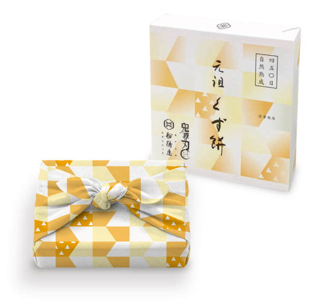 「鬼滅の刃」船橋屋 我妻善逸パッケージ/元祖くず餅小箱(24切/1.5名様用) 【風呂敷付】【消費期限は製造から2日間/遠方は当日期限】