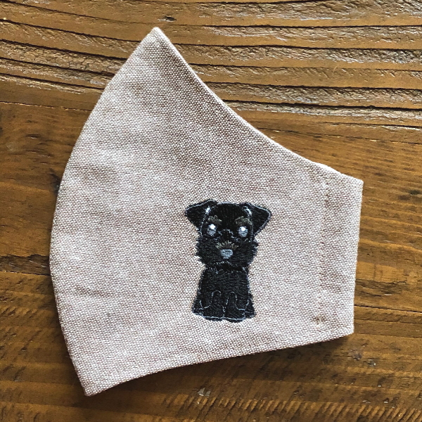 シュナウザー刺繍マスク/ブラックシュナウザー/黒シュナ/ドッグ