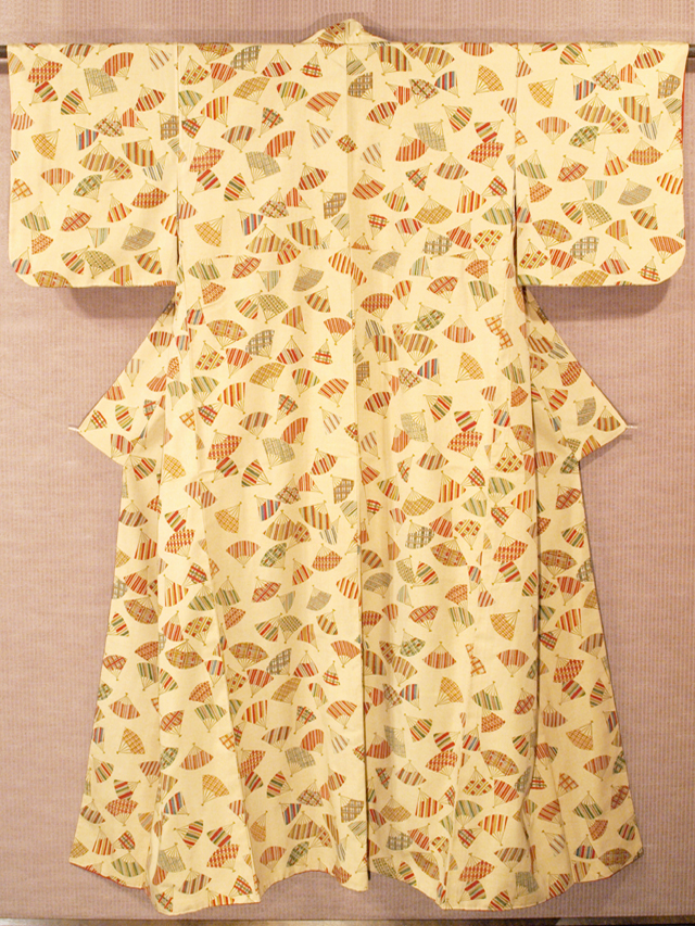 紬 扇面尽くし 袷の全体