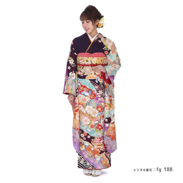 グレーのぼかしシックな振袖フルセット