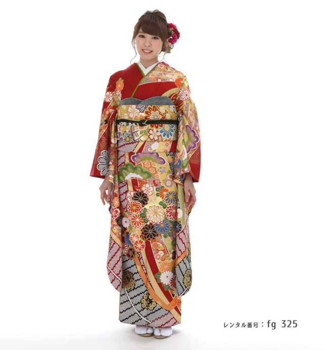 5071 振袖 単品 成人式 結婚式卒業式 桂由美 少々難あり 正絹 赤黒