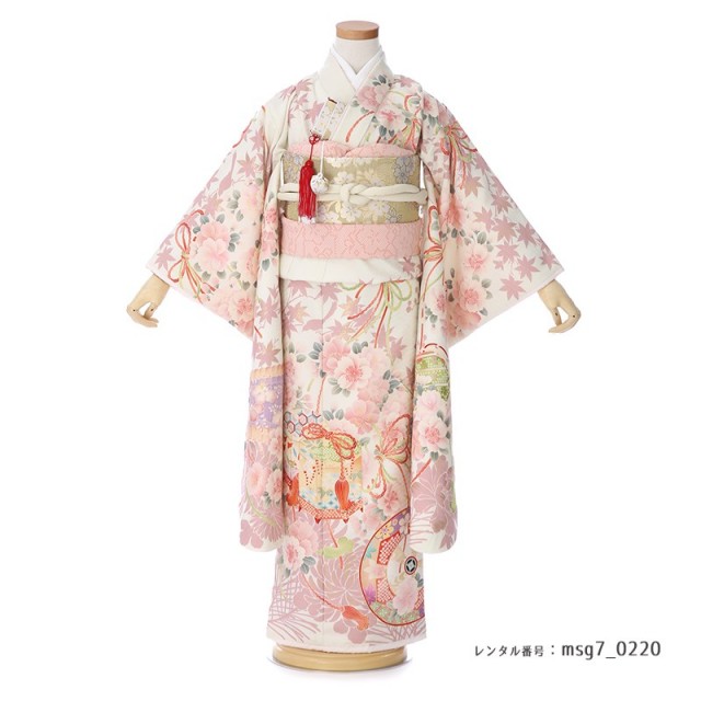 七五三7歳 MIN40 Kisste 七五三 着物 セット 7歳 女の子 赤 花車 雲取り 七五三
