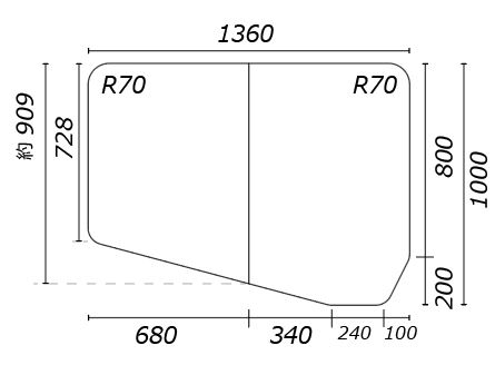 変形組合せ風呂ふた　1000mm×1360mm 2枚割