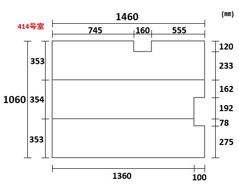【414号室】ビッグセーション1460X1060mm 3枚割　変形　