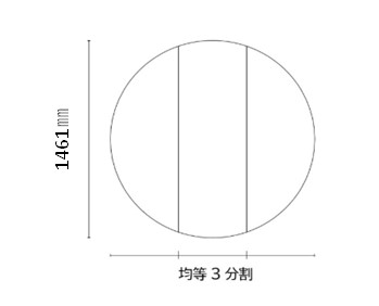【日本製】大型浴槽用風呂ふた ビッグセーション 丸型　奥行1461X1461ｍｍ/3枚割　