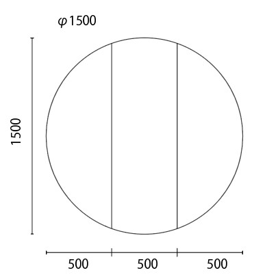 【日本製】大型浴槽用風呂ふた ビッグセーション 丸型　奥行1500X1500/3枚割　