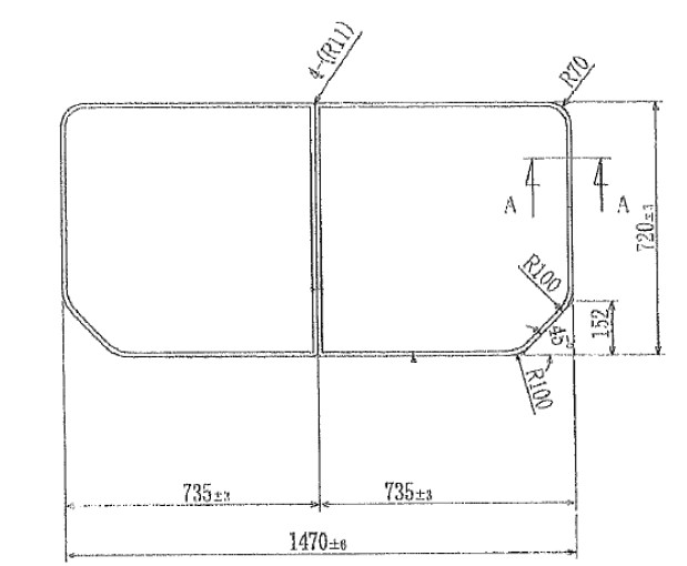 組み合わせ風呂ふた　変形　720ｍｍｘ1470mm 2枚割
