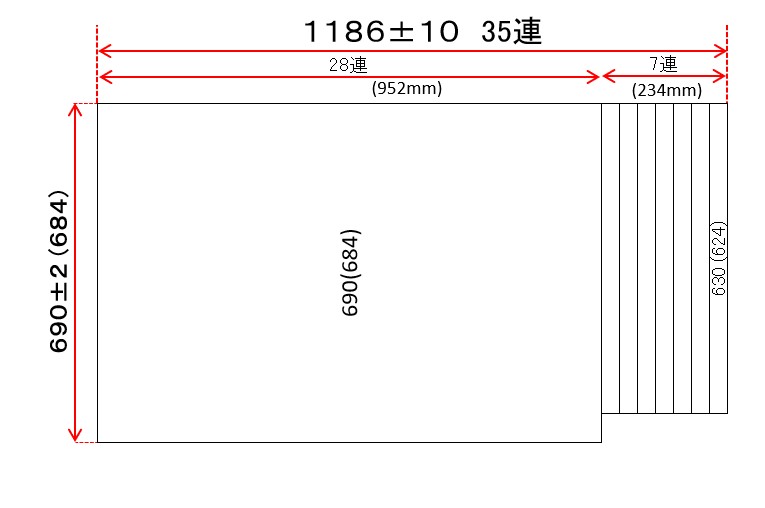 変形巻きふた　右下切り欠き　690ｍｍ×1186ｍｍ