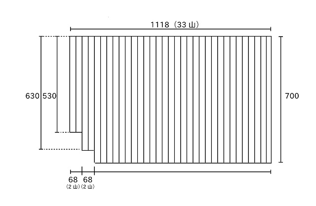 変形巻きふた　左下段2連段カット　700ｍｍ×1118ｍｍ