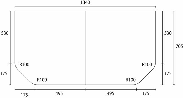変形組合せ風呂ふた　705mm×1340mm 2枚割