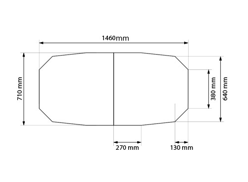 変形組合せ風呂ふた　710mm×1460mm 2枚割