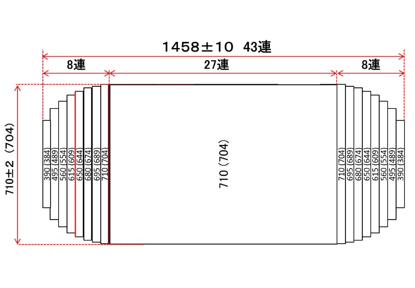 変形巻きふた　710ｍｍ×1458mm　（最小奥行390mm）